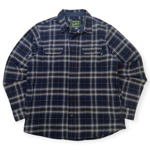 Woolrich Navy and White Brawny Plaid Button Shirt - L